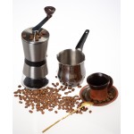 Kafijas turka, katliņš turku kafijai, kafijas kanniņa, cezva, ibrik no nerūsējošā tērauda indukcijas plīts virsmām ar diviem snīpiem, tilpums 350 ml 